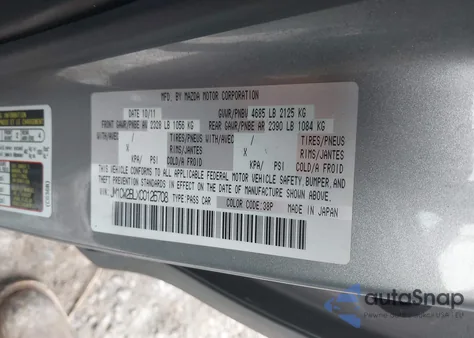 2012 Mazda Mazda5 Sport z USA, uszkodzony, nr VIN JM1CW2BLXC0126708